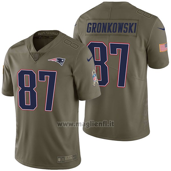 Maglia NFL Limited New England Patriots 87 Rob Gronkowski 2017 Salute To Service Verde